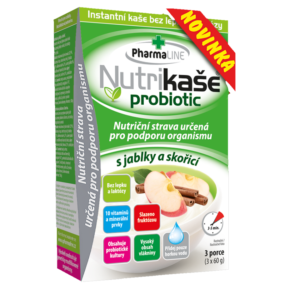E-shop PHARMALINE Nutrikaše probiotic s jablky a skořicí 3 x 60 g