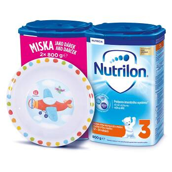 NUTRILON 3 Pokračovací mléko 2 x 800 g + Petite&Mars miska