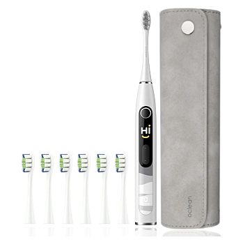 OCLEAN Sada sonický kartáček X10 šedý 6x hlavice a pouzdro, Určeno pro: Muže (Sonické zubní kartáčky) - Časovač, Více režimů čištění
