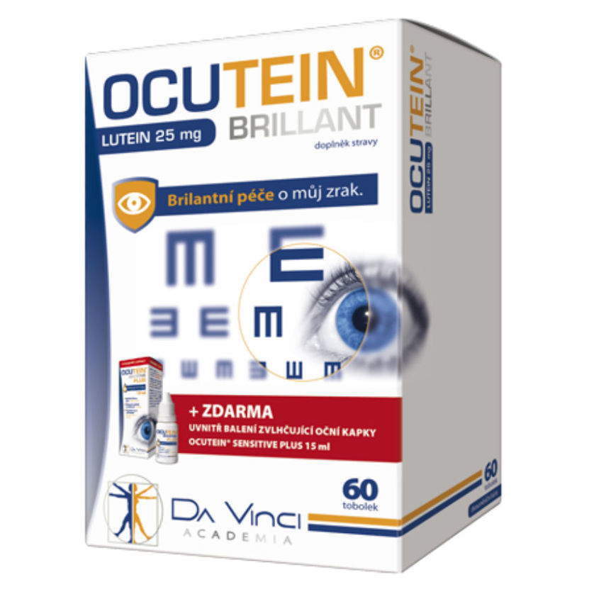 E-shop DA VINCI ACADEMIA Ocutein brillant lutein 25 mg 60 tobolek + Zvlhčující oční kapky 15 ml ZDARMA
