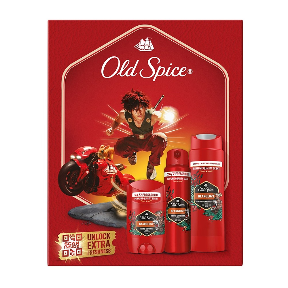 OLD SPICE Vánoční kazeta Bearglove deostick, deo sprej, sprch. gel