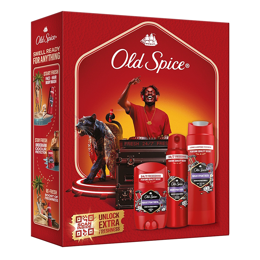 OLD SPICE Vánoční kazeta NightPanther deostick + sprchový gel + sprej