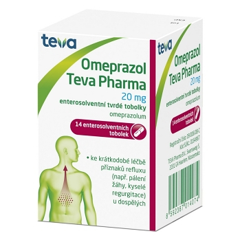 OMEPRAZOL Teva Pharma 20 mg 14 tobolek (Na pálení žáhy a překyselení) - Jednodruhové