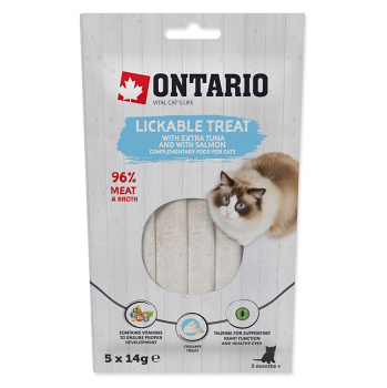 ONTARIO Lízací pochoutka  extra tuňák a losos 5x14 g (Pamlsky pro kočky)