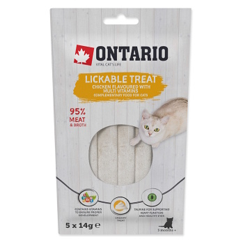 ONTARIO Lízací pochoutka kuře + multivitamin 5x14 g (Pamlsky pro kočky)