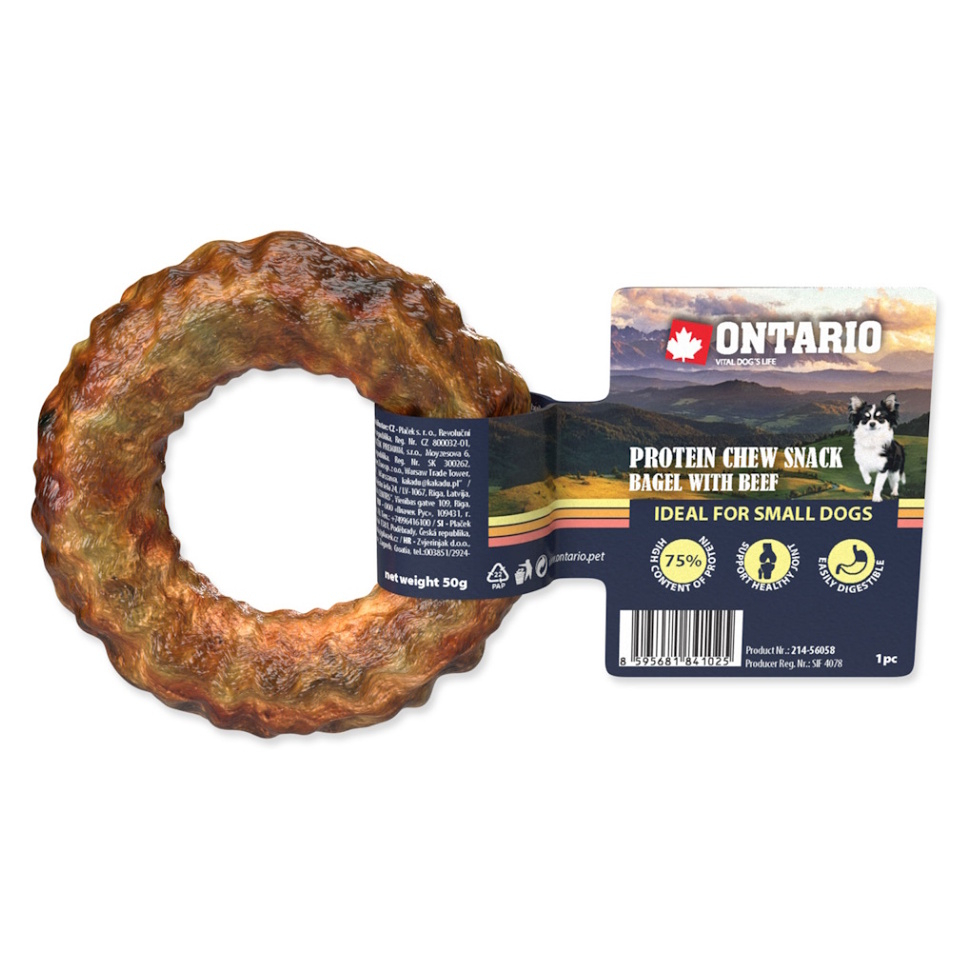 ONTARIO Žvýkací bagel Protein hovězí 8,9 cm