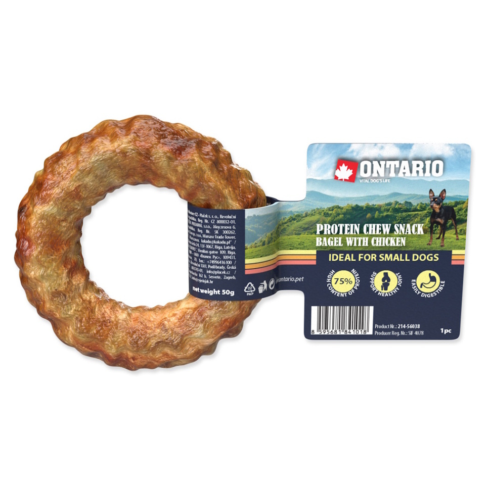 ONTARIO Žvýkací bagel Protein kuře 8,9 cm