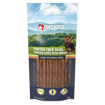ONTARIO Žvýkací kroucená tyčinak Protein kuře 12,7 cm 10 ks (Dentální pamlsky pro psy)