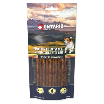 ONTARIO Žvýkací kroucená tyčinka Protein hovězí 12,7 cm 10 ks (Dentální pamlsky pro psy)