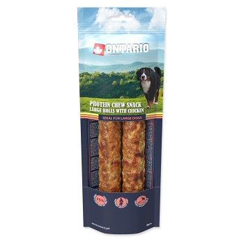 ONTARIO Žvýkací rolka velká Protein kuře 25,4 cm 2 kusy (Dentální pamlsky pro psy)