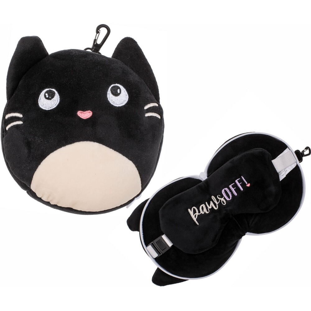 E-shop OOTB Cestovní plyšový polštářek s maskou na oči kočka
