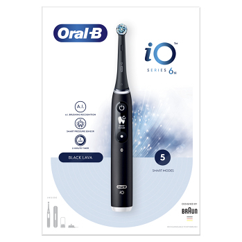ORAL-B Series iO 6 black onyx elektrický zubní kartáček (Oscilační zubní kartáčky) - Tlakový senzor vizuální, Více režimů čištění