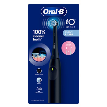 ORAL-B Series iO 2 night black elektrický zubní kartáček (Oscilační, magnetické zubní kartáčky) - Časovač, Tlakový senzor vizuální, Více režimů čištění, Indikátor napájení