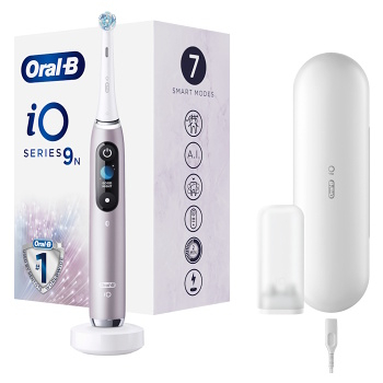 ORAL-B Series iO 9N rose elektrický zubní kartáček (Oscilační, magnetické zubní kartáčky) - Časovač, Tlakový senzor vizuální, Více režimů čištění, Bluetooth, Indikátor napájení