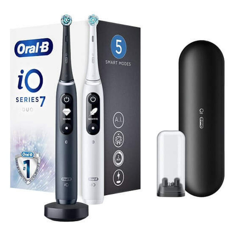 ORAL-B iO7 Series Duo Pack Black Onyx / White Extra Handle elektrický zubní kartáček