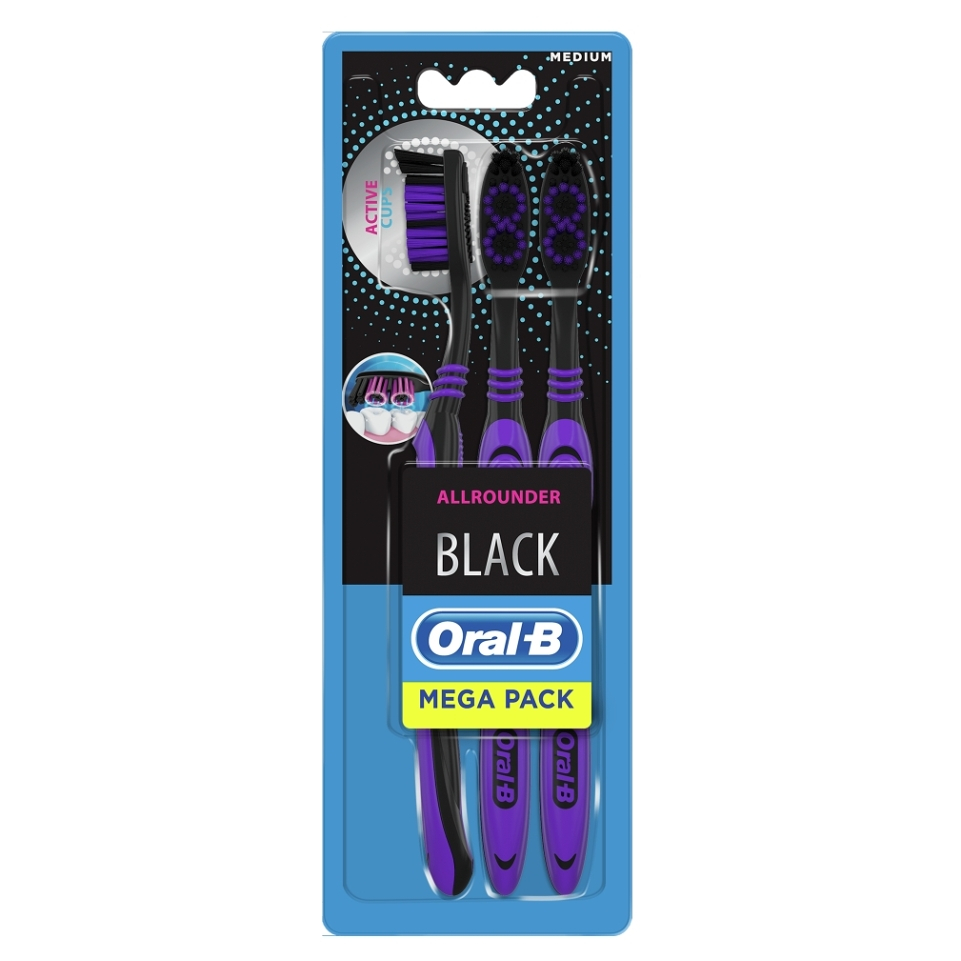ORAL-B Zubní kartáček Allrounder Black Střední 3 ks