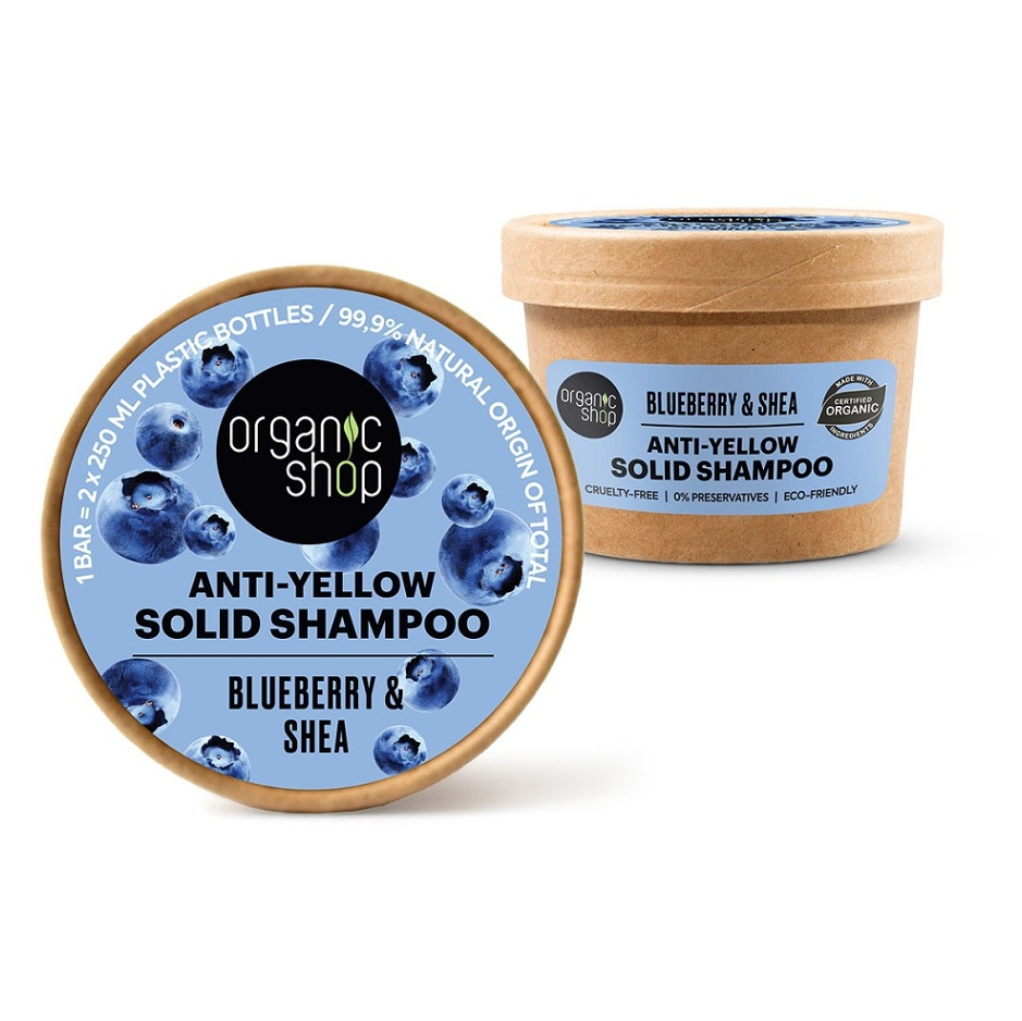 E-shop ORGANIC SHOP Tuhý šampon pro blond vlasy Borůvka a bambucké máslo 60 g