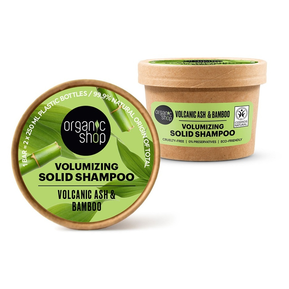 E-shop ORGANIC SHOP Tuhý šampon pro objem vlasů Sopečný popel a bambus 60 g