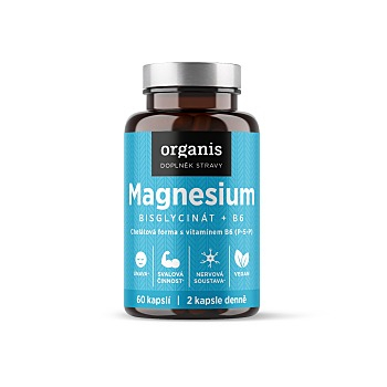 ORGANIS Magnesium bisglycinát + B6 60 kapslí (Na energii, při únavě) - Vícesložkové