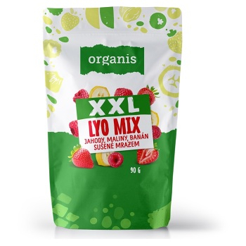 ORGANIS Sušené jahody, maliny a banán XXL 90 g (Sušené jahody) - Vícesložkové