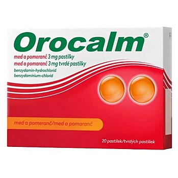 OROCALM Med a pomeranč 3mg 20 pastilek (Na bolest v krku) - Jednosložkové