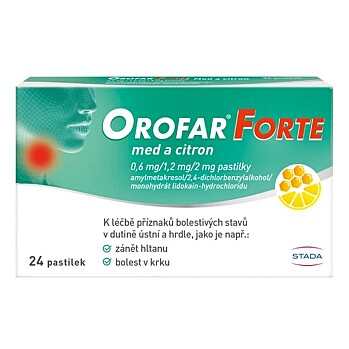 OROFAR Forte med a citron 0,6 mg/1,2 mg/2 mg pastilky (Na bolest v krku) - Vícesložkové