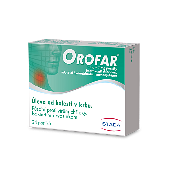 OROFAR Pastilky rozpustné v ústech 24 kusů (Na bolest v krku) - Vícesložkové