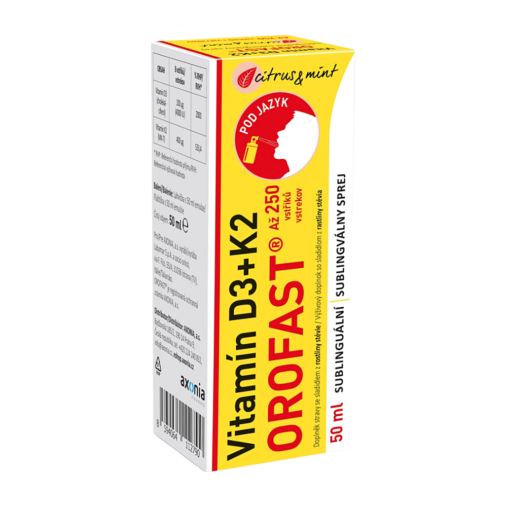OROFAST Vitamín D3+K2 sublinguální sprej 50 ml