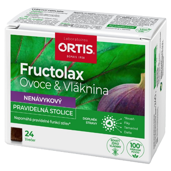 ORTIS Fructolax ovoce & vláknina 24 žvýkacích kostek (Vláknina, psyllium) - Přírodní