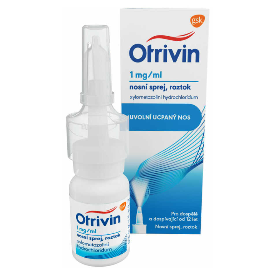 Fotografie Otrivin 1mg/ml nosní sprej při léčbě ucpaného nosu 10 ml