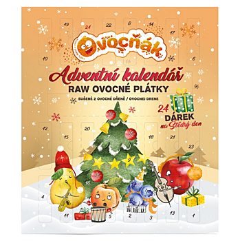 OVOCŇÁK Adventní kalendář mix ovocných plátků s překvapením 240 g (Dárková balení potravin) - Ekologické, Sladké, Vícesložkové