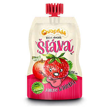 OVOCŇÁK Mošt jablko a jahoda 200 ml (Džusy, mošty, smoothies) - Přírodní