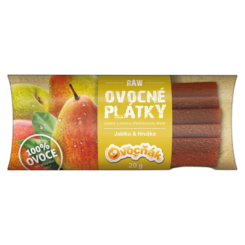 OVOCŇÁK Ovocné plátky jablko a hruška 20 g (Tyčinky) - Přírodní, Vícesložkové