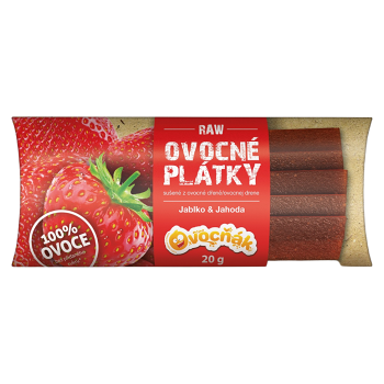 OVOCŇÁK Ovocné plátky jablko a jahoda 20 g (Ovocné plátky) - Přírodní, Vícesložkové