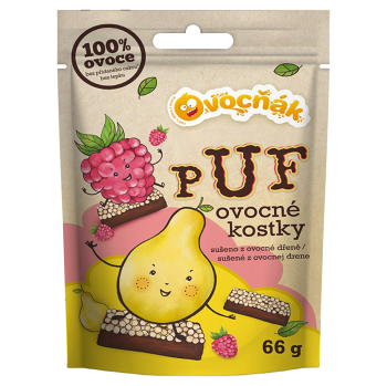 OVOCŇÁK Ovocné puf kostky mix chutí 66 g (Křehké chlebíčky a pufované výrobky) - Vícesložkové, Přírodní