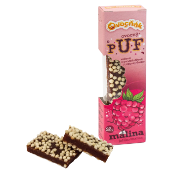 OVOCŇÁK Ovocné puf plátky jablko a malina 22 g (Ovocné plátky) - Energetické, Vícesložkové, Přírodní