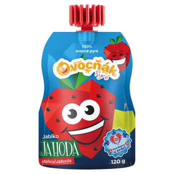 OVOCŇÁK Pyré jablko a jahoda 120 g (Ovocné přesnídávky)