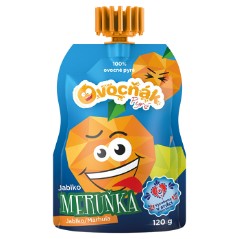 OVOCŇÁK Pyré jablko a meruňka 120 g (Ovocné přesnídávky)