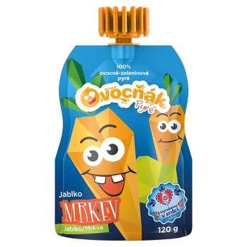 OVOCŇÁK Pyré jablko a mrkev 120 g (Ovocné přesnídávky)