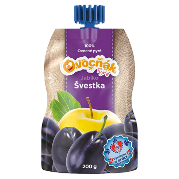 OVOCŇÁK Pyré jablko a švestka 200 g (Ovocné přesnídávky)