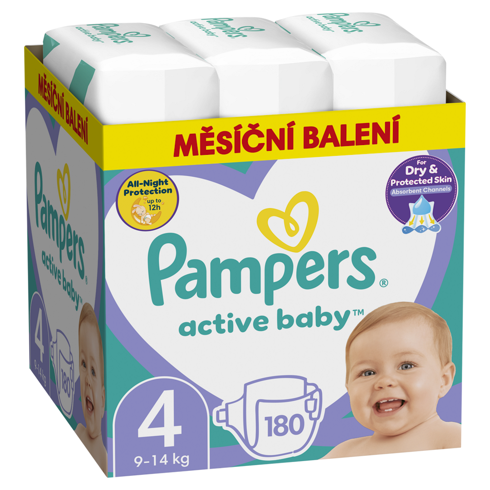 E-shop PAMPERS Active Baby 4 velikost 9-14kg 180 kusů