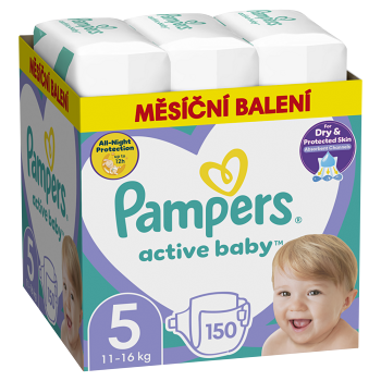 PAMPERS Active Baby 5 velikost 11-16 kg 150 kusů (Plenky 5 (11 - 25 kg))