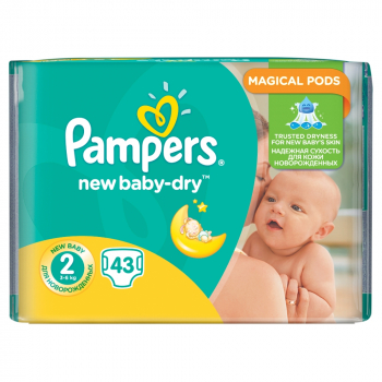PAMPERS New Baby-Dry 2 MINI 4-8 kg 43 kusů