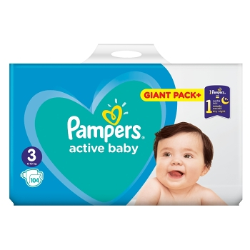 PAMPERS Active Baby Vel.3 Dětské pleny 6-10kg  104 ks