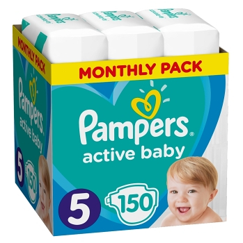 PAMPERS Active Baby 5 velikost 11-16 kg 150 kusů měsíční balení