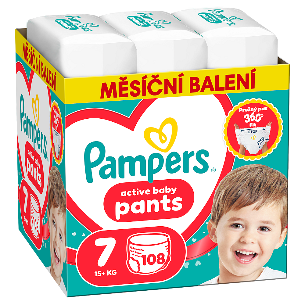 PAMPERS Active baby 7 plenkové kalhotky15+ kg 108 kusů