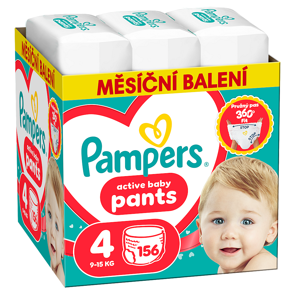 PAMPERS Active baby 4 plenkové kalhotky 9-15 kg 156 kusů