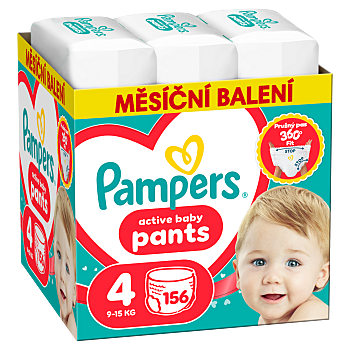 PAMPERS Active baby 4 plenkové kalhotky 9-15 kg 156 kusů (Plenky 4 (7 - 18 kg))