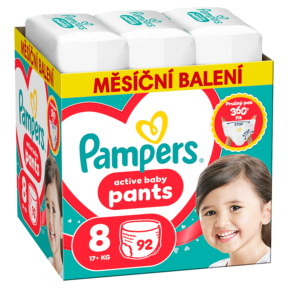 PAMPERS Active baby 8 plenkové kalhotky 17+ kg 92 kusů