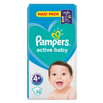 PAMPERS Active Baby Vel.4+ Dětské pleny 10-15kg  53 ks